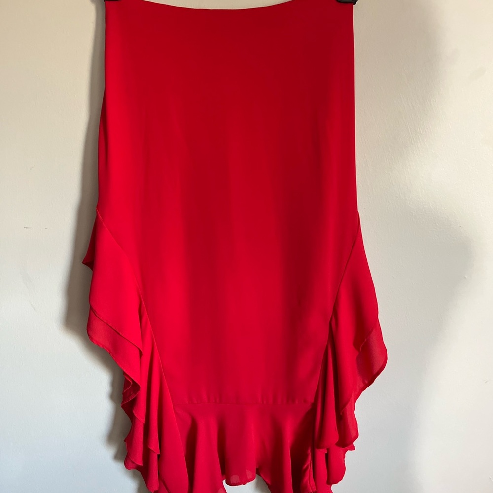 Asymmetrical Red Skirt